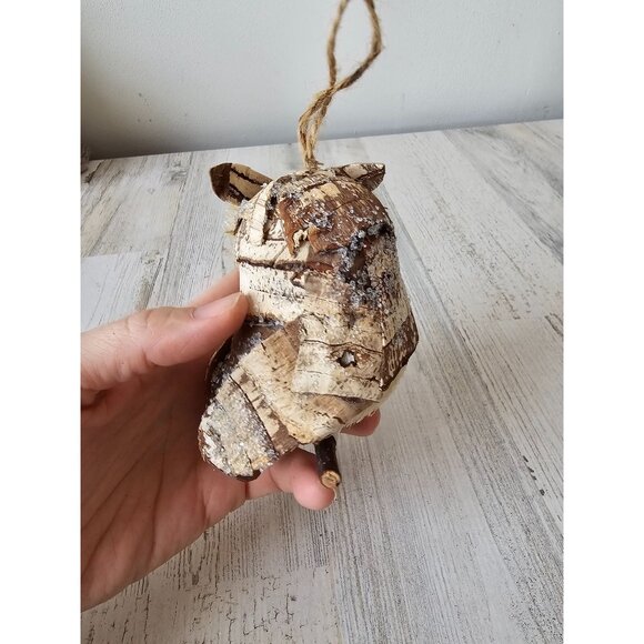 Sisal owl ornament bottle brush bird life like wood - Picture 4 of 9